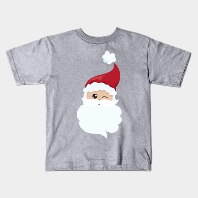 Santa Claus, Santa Hat, Winking Santa, Christmas Kids T-Shirt by Jelena Dunčević